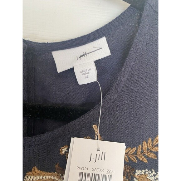 J.Jill Womens Embroidered Navy Floral Tank Size XS NWT - Picture 2 of 7